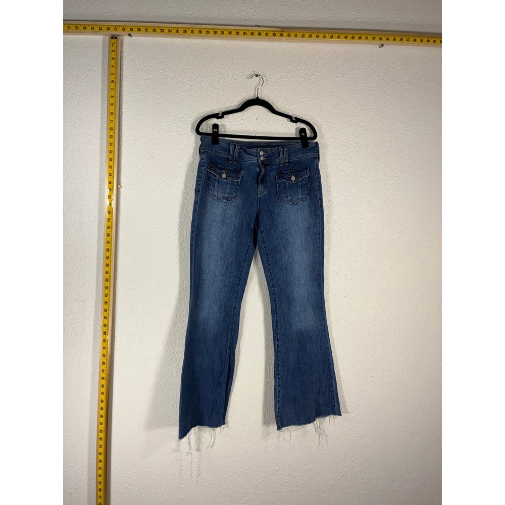 Aeropostale Low Rise Flare Jeans Medium Wash Raw Hem Size 10 Reg 129056